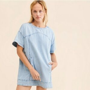 Free People Denim Mini Dress Sz L